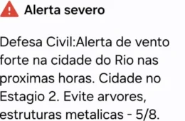 Ventos no Rio de Janeiro chegam a 76 km/h e causam alerta hoje