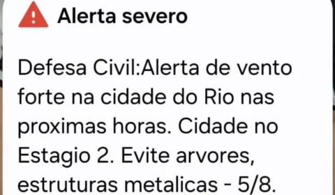 Ventos no Rio de Janeiro chegam a 76 km/h e causam alerta hoje