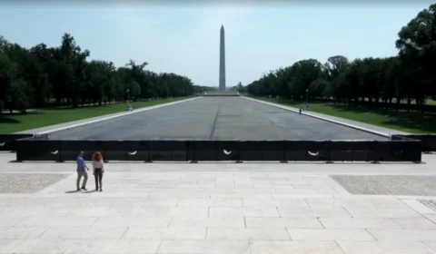 Obra malfeita danifica espelho d’água do Memorial Lincoln hoje