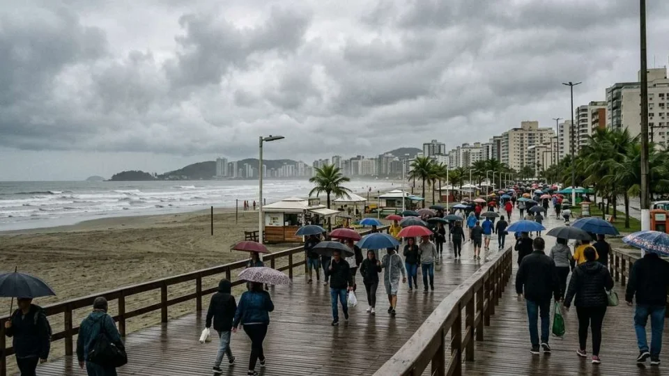 Santos tem sexta-feira com chuva e temperaturas amenas
