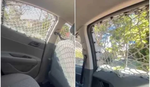 Empresária se surpreende ao encontrar Uber com rede de proteção nos vidros em São Paulo
