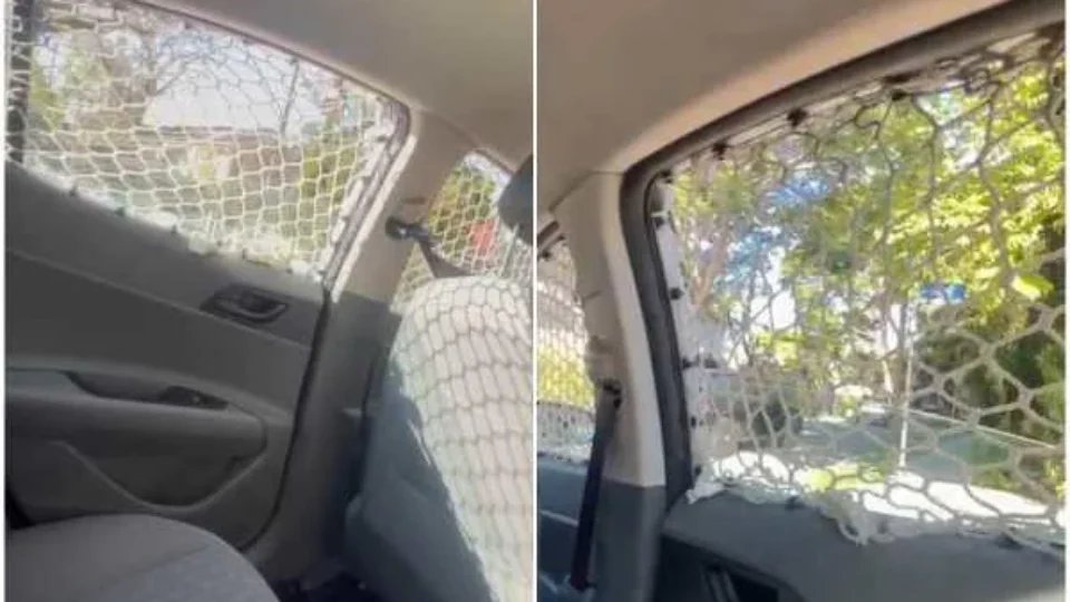 Empresária se surpreende ao encontrar Uber com rede de proteção nos vidros em São Paulo