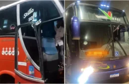 Ônibus com passageiros de evento religioso são apedrejados na BR-040 em Minas Gerais