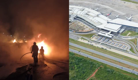 MG-010 é interditada após carreta com combustível pegar fogo; veja como chegar ao Aeroporto de Confins