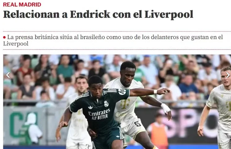 Mundo Deportivo repercute interesse do Liverpool em Endrick — Foto: Reprodução/Mundo Deportivo