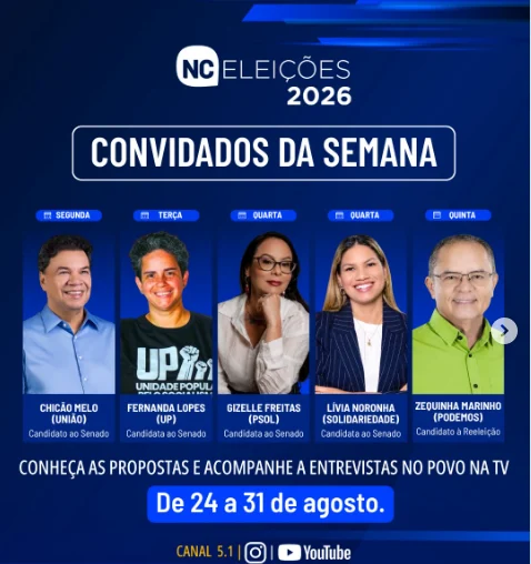 De 24 a 31 de agosto, o Povo na TV recebe oito candidatos para uma série de entrevistas ao vivo, com o objetivo de apresentar ao eleitor as propostas, ideias e prioridades de quem pretende representar o Pará no Senado Federal. 