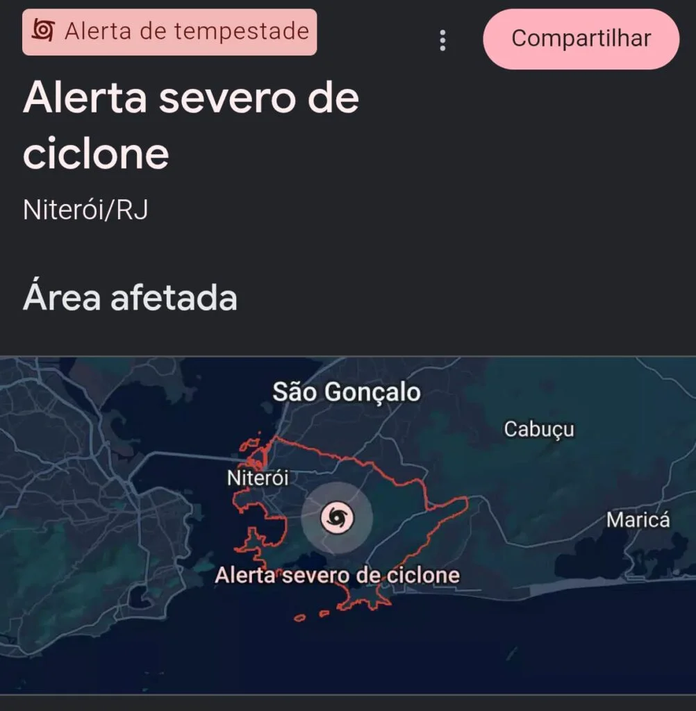 Defesa Civil de Niterói esclareceu que o alerta de ciclone recebido por moradores era falso e informou que o caso será investigado.