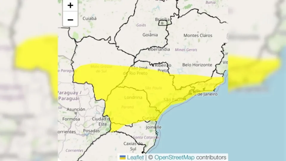 Inmet emite alerta amarelo de tempestades para sete estados