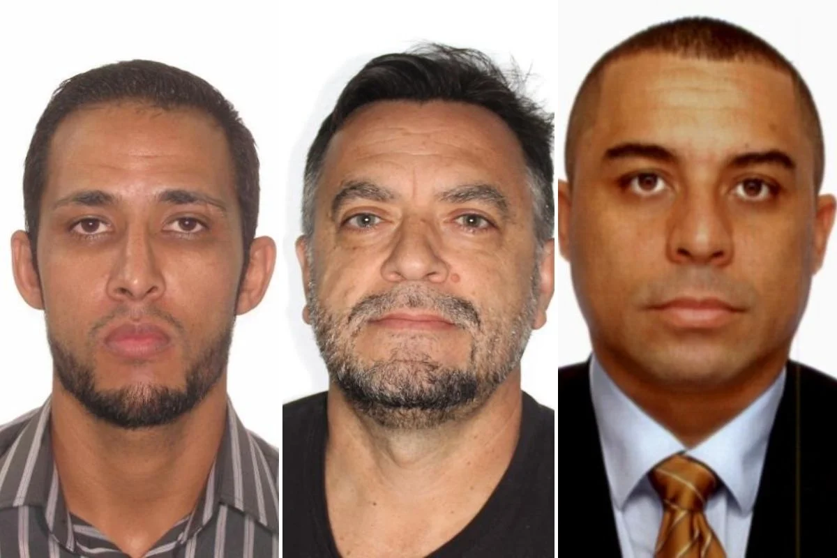 Alvos de mandados por envolvimento em um esquema de desvio de carga de eletrônicos e cobrança de propina, os investigadores Bruno Moreno dos Santos (na foto, à esquerda), José Adriano Pereira da Silva Nishi (na foto, no centro) e Marcos Vinícius de Souza Melo, o advogado Sidiclei da Costa Almeida (na foto, à direita) e o empresário Jonathan Vieira foram presos no âmbito da Operação Merx, deflagrada nesta sexta-feira (28/8) pelo Ministério Público de São Paulo (MPSP) e a Corregedoria da Polícia Civil. As ordens judiciais foram cumpridas na capital paulista, Região Metropolitana de São Paulo e nos estados do Paraná e de Goiás.