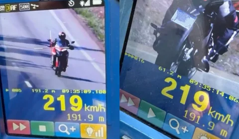 Motociclista é flagrado a 219 km/h na Grande BH; trecho da BR-262 tem limite de 110 km/h
