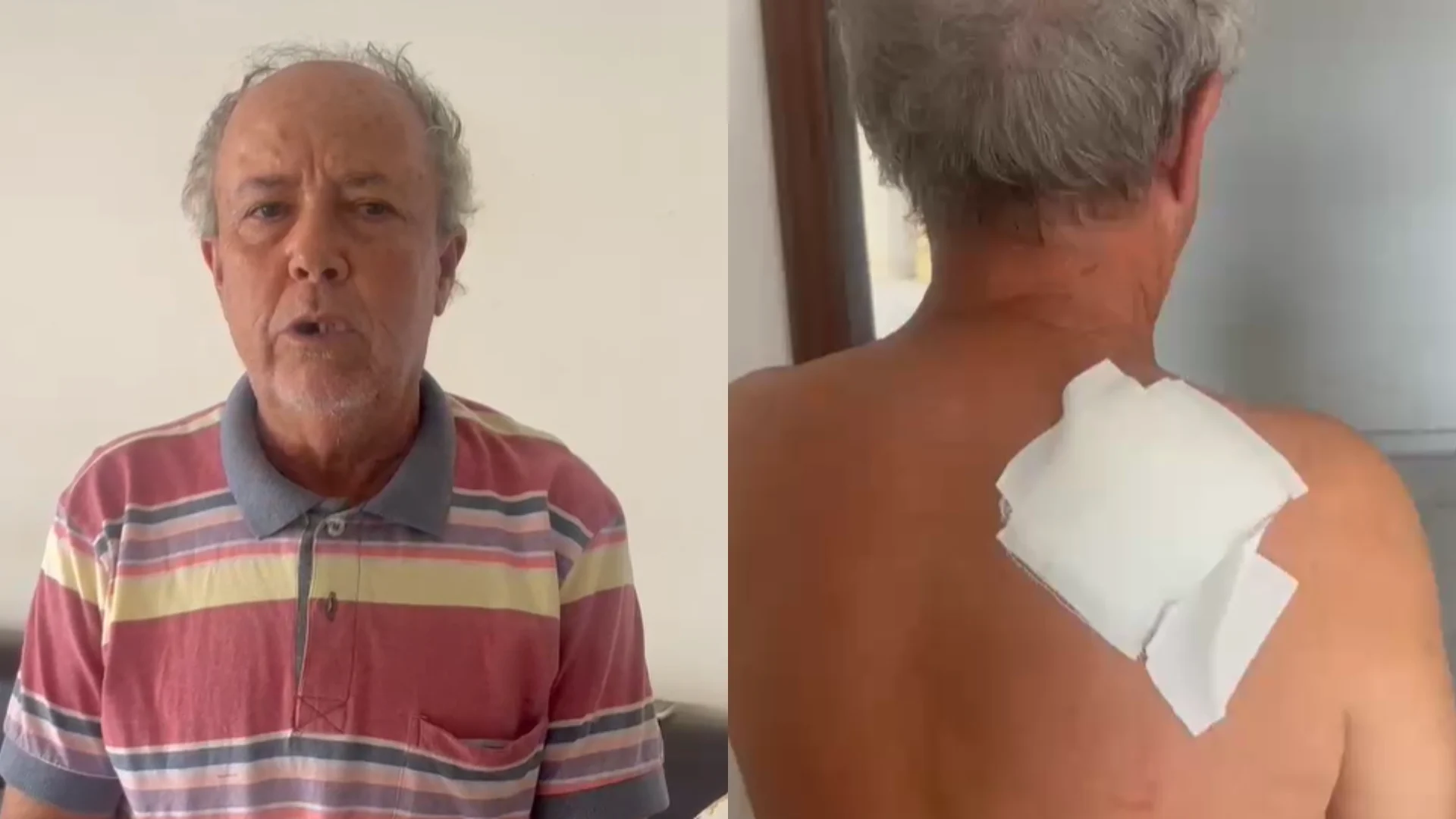 Ferimento nas costas: Orlando mostra a marca deixada pelo ataque com faca. Ele sobreviveu e contou como foi surpreendido pela suspeita.