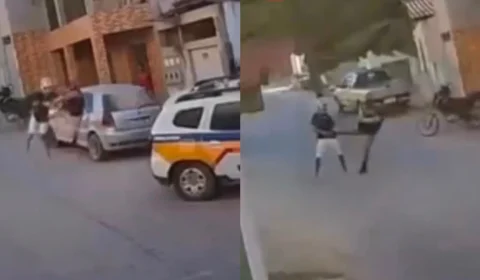 Adolescente dá ‘grau’ em moto, bate em viatura e é chutado por policial em MG