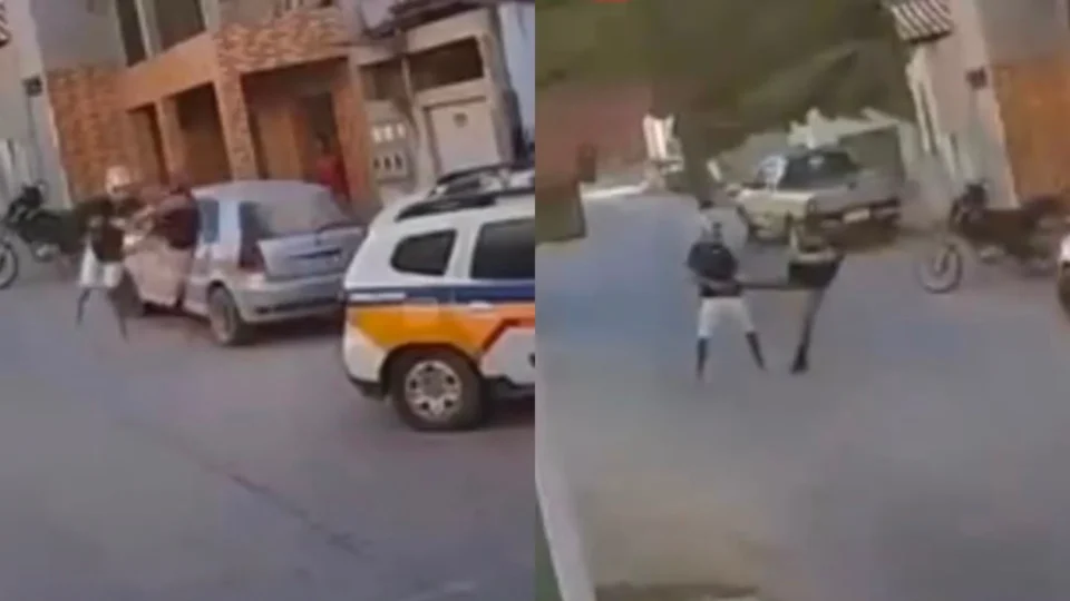 Adolescente dá ‘grau’ em moto, bate em viatura e é chutado por policial em MG