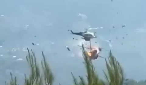 Helicópteros colidem durante combate a incêndios florestais na Grécia