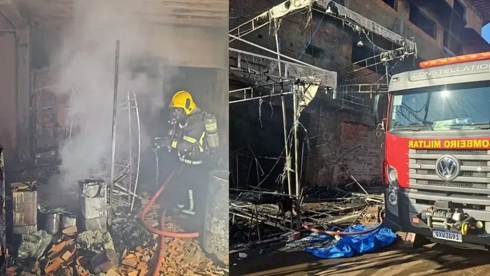 Incêndio destrói barracas e atinge construção em Romaria, no Triângulo Mineiro