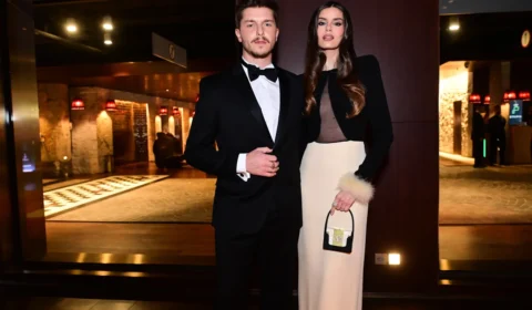 Klebber Toledo e Camila Queiroz brilham em baile luxuoso em SP