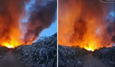 Lixão de Iranduba pega fogo e espalha fumaça tóxica, veja vídeo