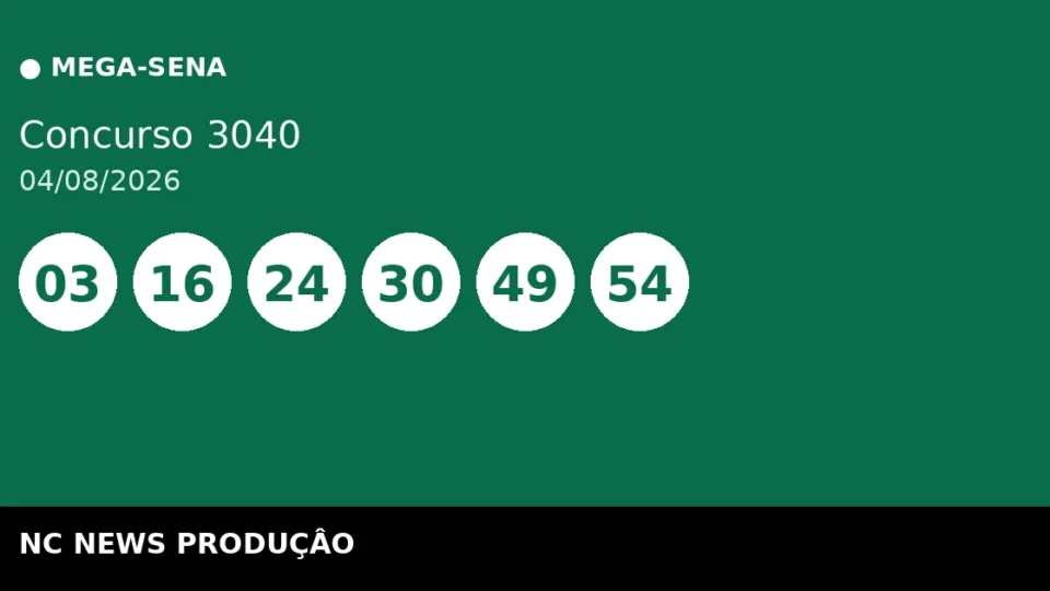 Resultado da Mega-Sena 3040 de 04/08: confira as dezenas