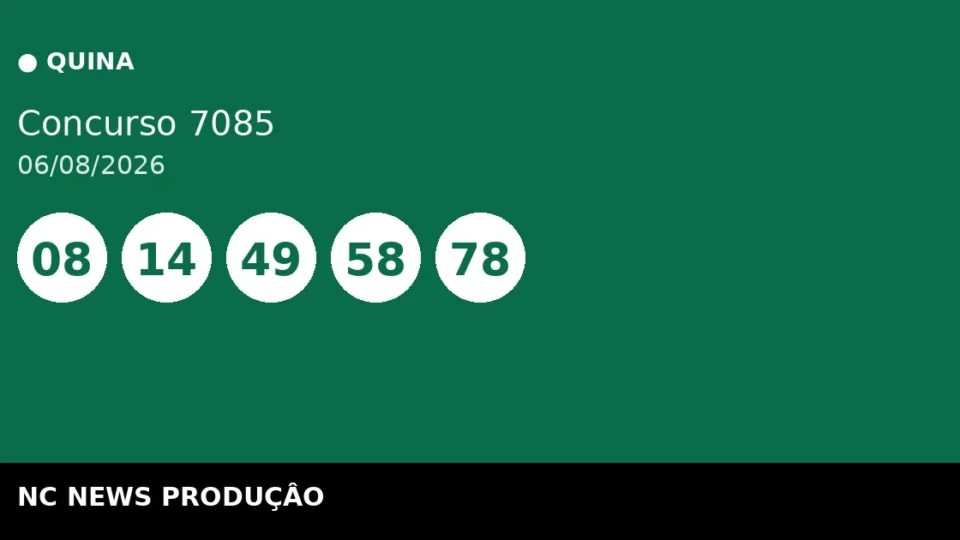 Resultado da Quina 7085 de 06/08: confira as dezenas