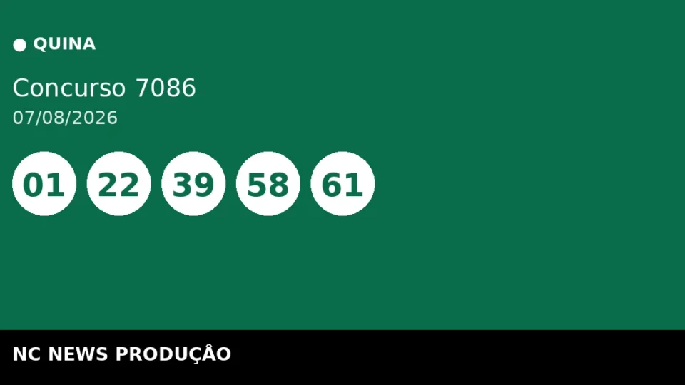 Resultado da Quina 7086 de 07/08: confira as dezenas