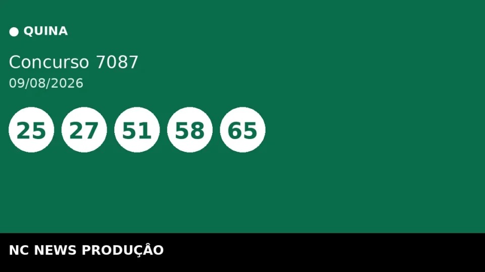 Resultado da Quina 7087 de 09/08: confira as dezenas