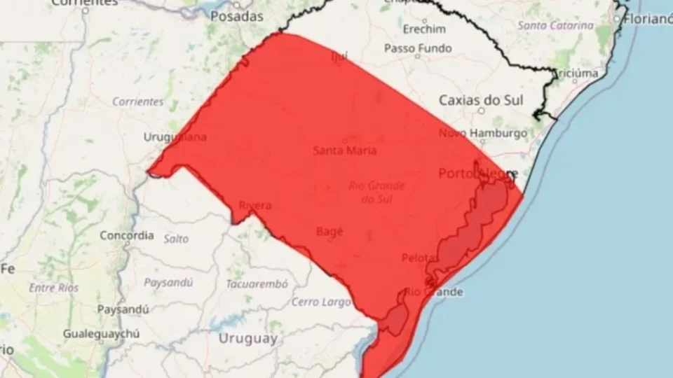 Rio Grande do Sul entra em alerta vermelho para tempestades até sexta-feira