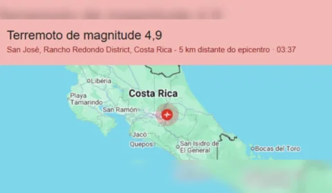 Terremoto de magnitude 5,4 assusta moradores da Costa Rica durante a madrugada
