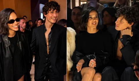 Bruna Marquezine e Shawn Mendes chegam juntos a desfile da Gucci em Milão