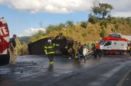Acidente entre carro e caminhão deixa uma pessoa morta na BR-381, em MG