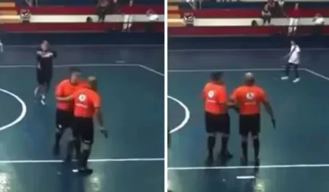 Vídeo: árbitro saca arma diante de crianças durante confusão em jogo de futsal