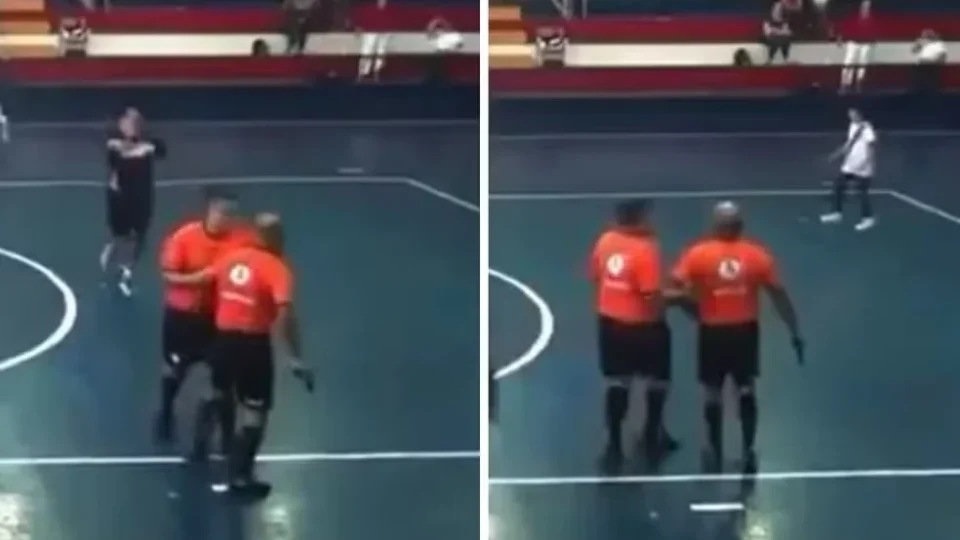Vídeo: árbitro saca arma diante de crianças durante confusão em jogo de futsal
