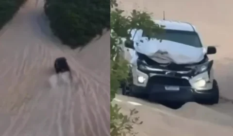 Vídeo mostra batida de frente entre dois veículos 4×4 no alto de duna na Grande Natal