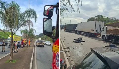 Motociclista é arremessado e fica debaixo de carreta após acidente na Via Expressa