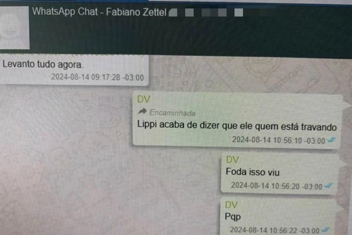 rint de mensagem alegando que a operação estaria sendo travada por interlocutor citado na conversa.