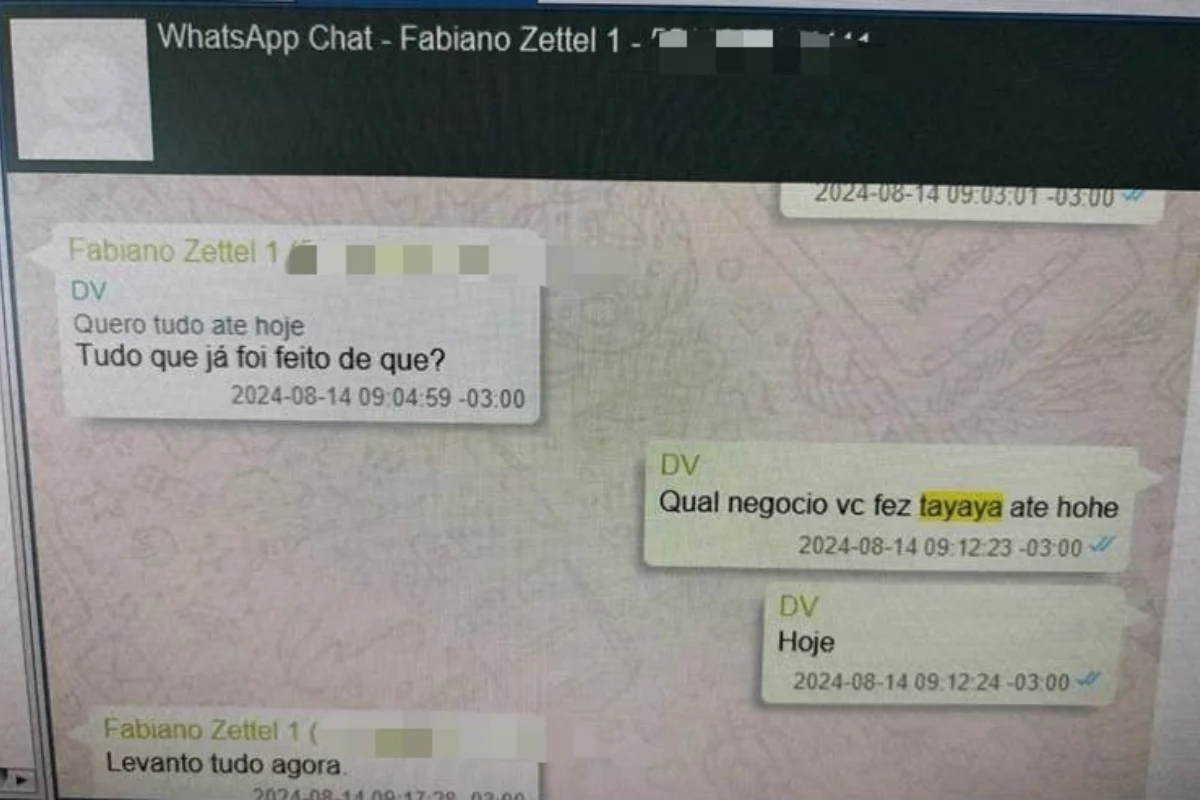 Trecho das conversas solicitando balanço detalhado dos negócios efetuados no Tayaya até a data.