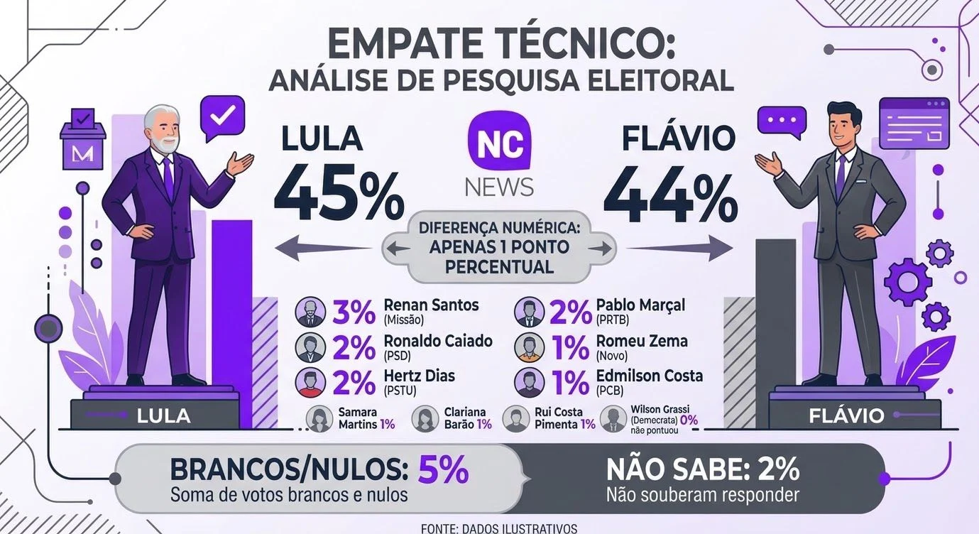 Os votos brancos e nulos somam 5%, enquanto 2% dos entrevistados não souberam responder.