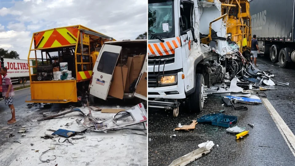 Motorista de ônibus morre após colisão com van e caminhão na BR-381 em MG