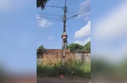 Trabalhador sofre choque elétrico e é resgatado do alto de poste em Macapá