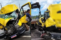 Van perde controle e bate em passarela na BR-101 em João Pessoa; motorista é resgatado das ferragens