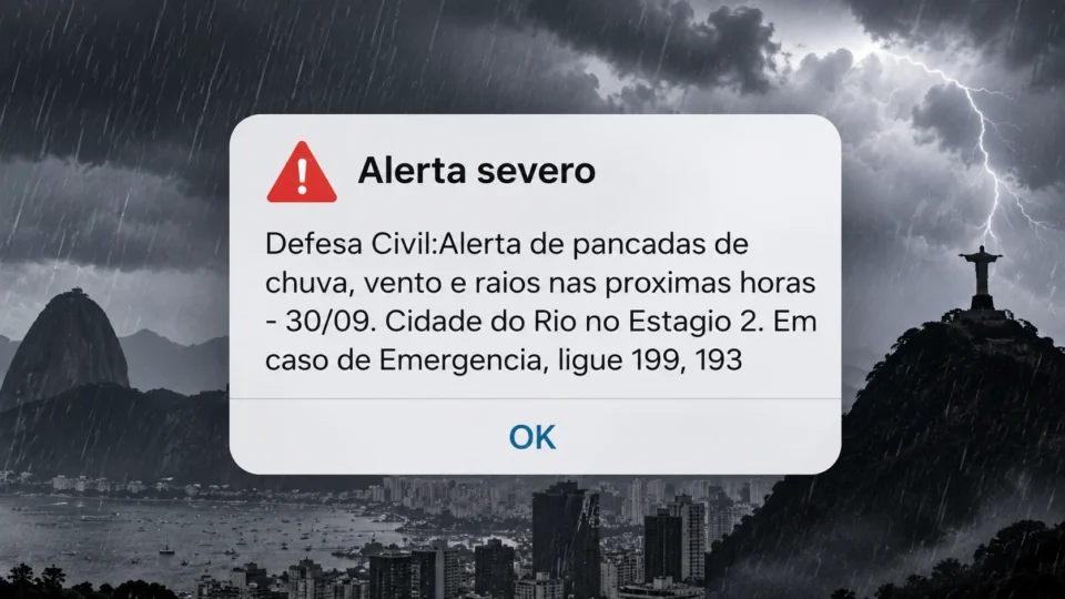 Defesa Civil emite alerta para chuva, vento e raios no Rio