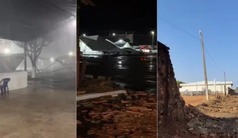 Ventos fortes derrubam tendas e árvores durante temporal em Colinas do Tocantins