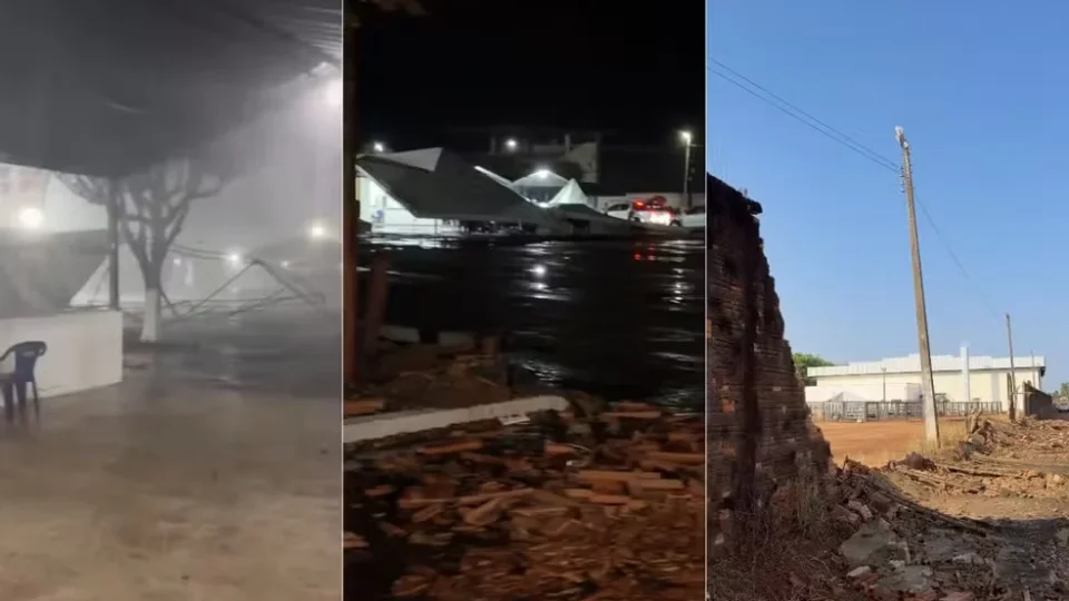 Ventos fortes derrubam tendas e árvores durante temporal em Colinas do Tocantins
