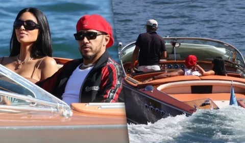 Lewis Hamilton e Kim Kardashian são flagrados em passeio romântico pelo Lago de Como, na Itália