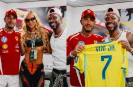 Lewis Hamilton posa com Vini Jr. e deixa Virginia fora de foto; atitude repercute na web