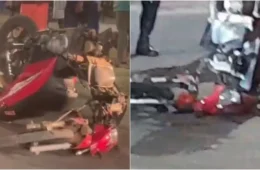 Moto se parte ao meio após batida com picape e jovem fica ferido em Boa Vista