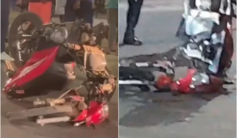 Moto se parte ao meio após batida com picape e jovem fica ferido em Boa Vista