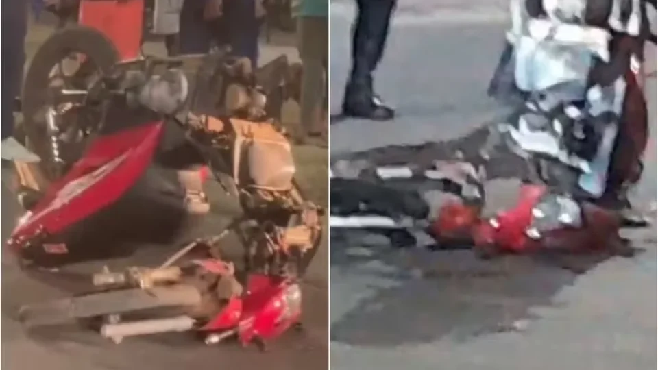 Moto se parte ao meio após batida com picape e jovem fica ferido em Boa Vista