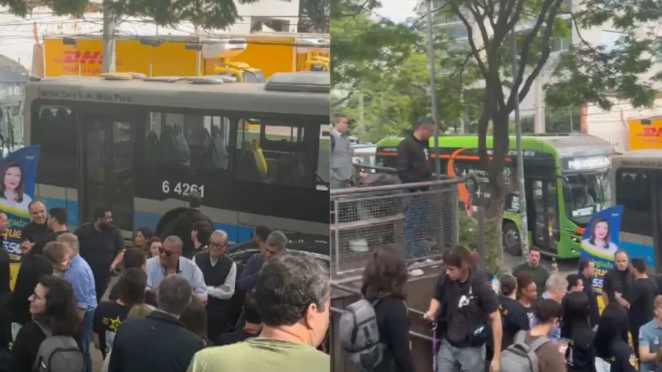 Motorista para ônibus na Faria Lima e cobra corredor de Kassab