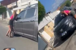 Mulher é arrastada em porta de carro pelo ex-companheiro durante briga no Ceará