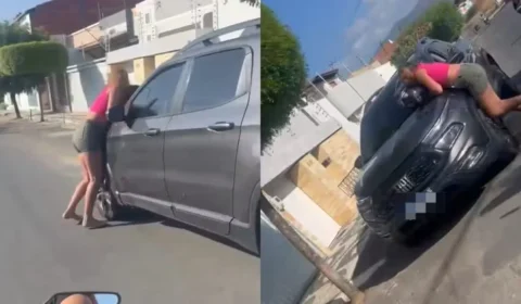 Mulher é arrastada em porta de carro pelo ex-companheiro durante briga no Ceará